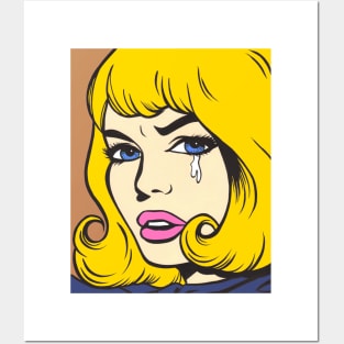 Blonde Crying Comic Girl Posters and Art